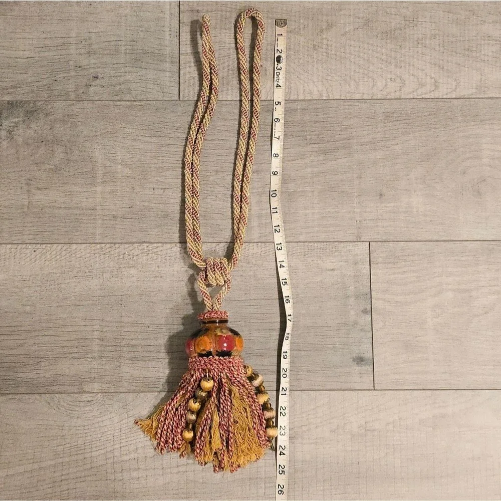 Handcrafted Huge Curtain Tassel Tie-back Ceramic and beads